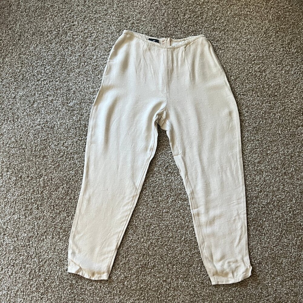 My Michelle Vintage Pants w/ Back Zipper & Raw Silk Texture  Made of Acetate 7-8